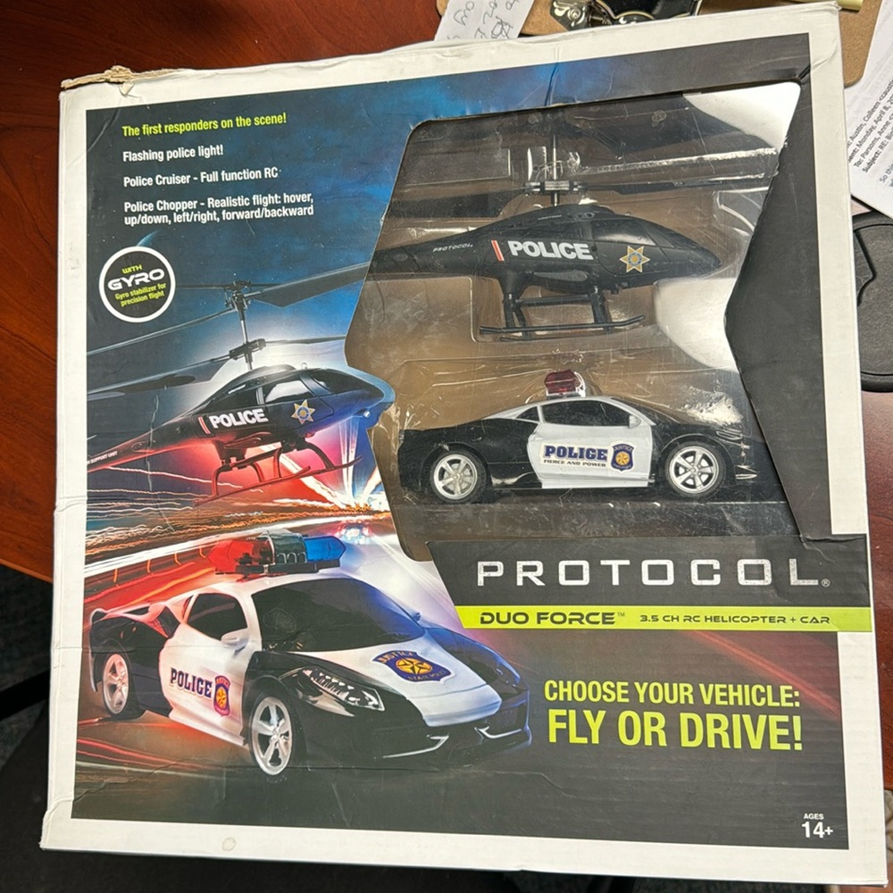 NWT Protocol due force helicopter and police car.  3.5 CH RC.  Instructions inc.
